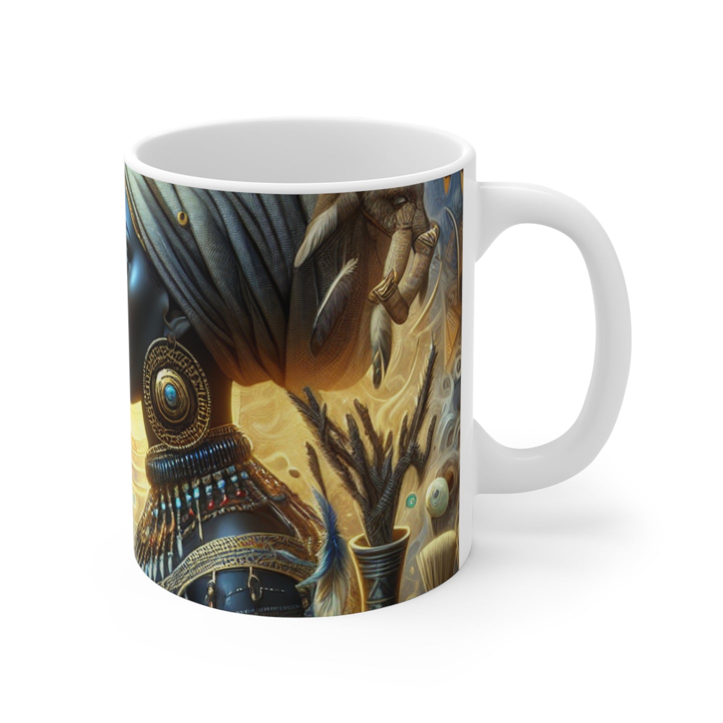 Magic African Folklore Mug 11oz - New Beginning Coffee Cup, Gift for Coffee Lovers, Ethnic Design Drinkware, Tribal Art Tea Mug, Afrocentric