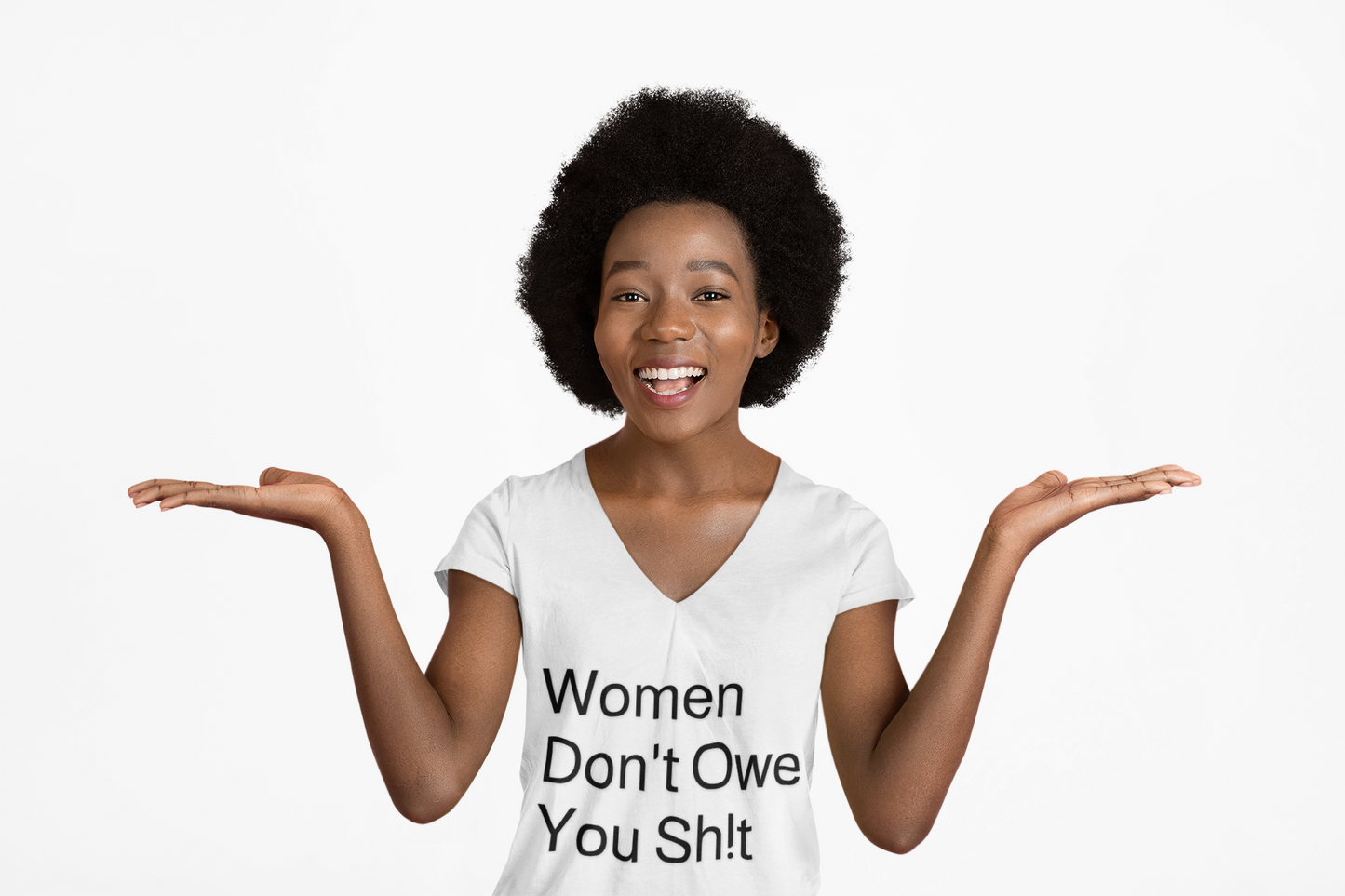 Woman Don't Owe You Sh!t Unisex Jersey Short Sleeve V-Neck Tee