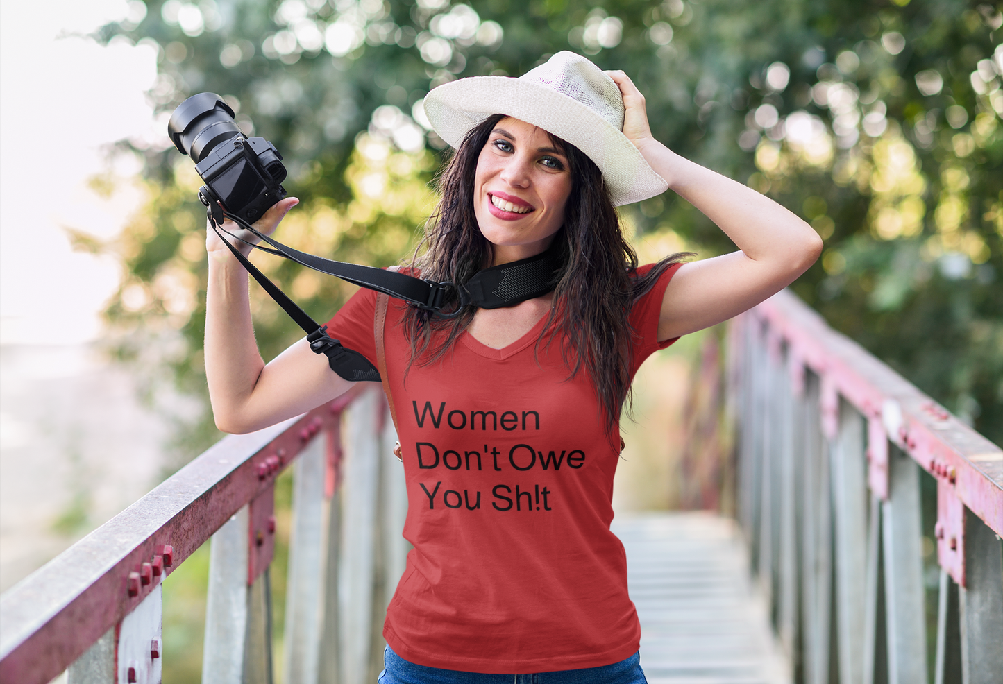 Woman Don't Owe You Sh!t Unisex Jersey Short Sleeve V-Neck Tee